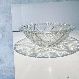 Glass Rose & Hearts Candy Dish Fruit Bowl Clear Glass By KM Indonesia